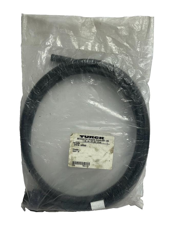 Used NEW Turck GYM 34-2M/S600 Powerfast Cordset 3-Pin Male 1-3/8" 2m 6.5ft Sealed