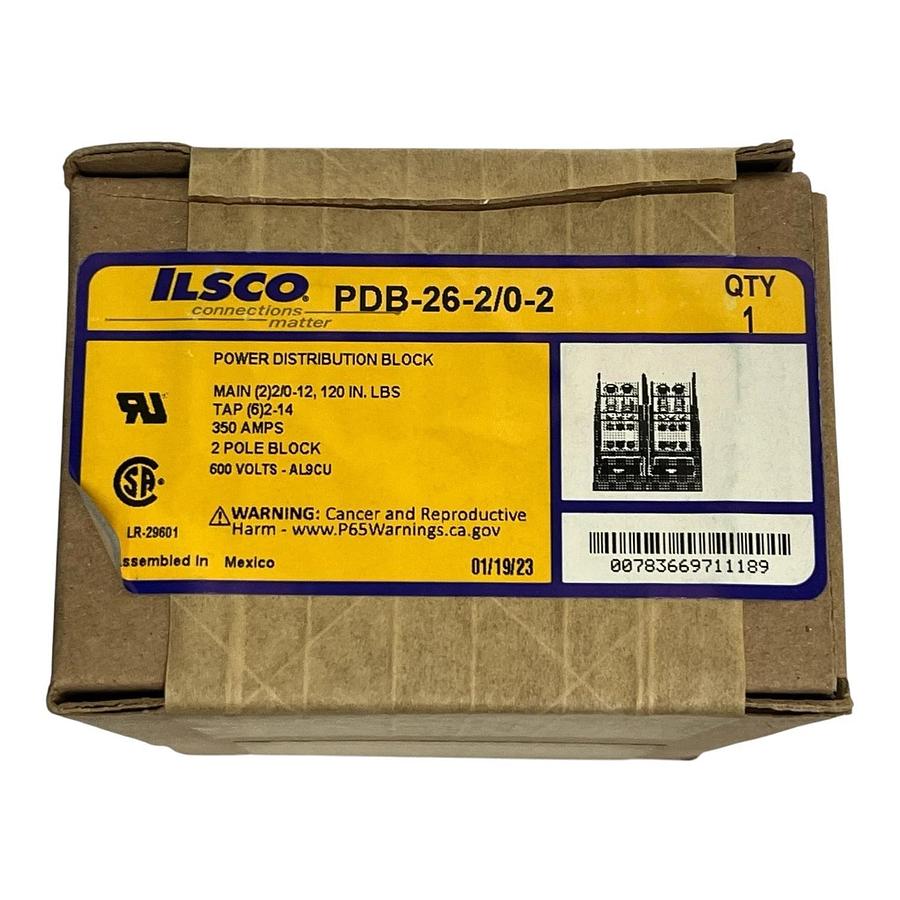 Ilsco PDB-26-2/0-2 Power Distribution Block 600V 175A - NSMP