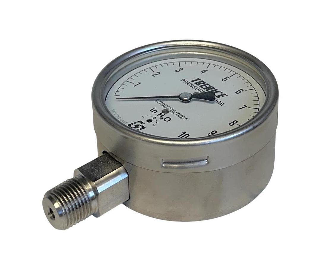 TRERICE 766SS4004LT645 / 766B PRESSURE GAUGE 0-10'' H2O 4'' GAUGE 1/2''NPT NSMP