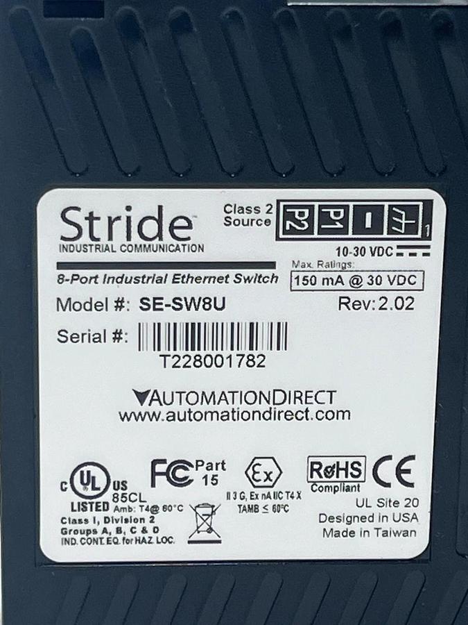 Used LOT OF 3 Automation Direct Stride SE-SW8U 8-Port Industrial Ethernet Switch