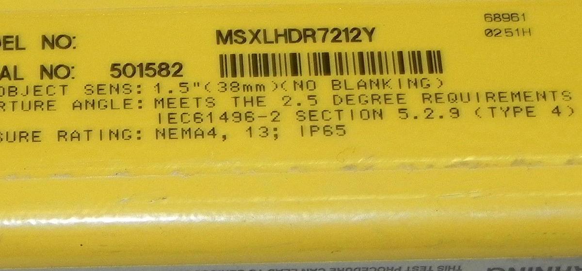 Used BANNER ENGINEERING MSXLHDE7212Y MSXLHDR7212Y HEAVY DUTY LONG RANGE LIGHT SET
