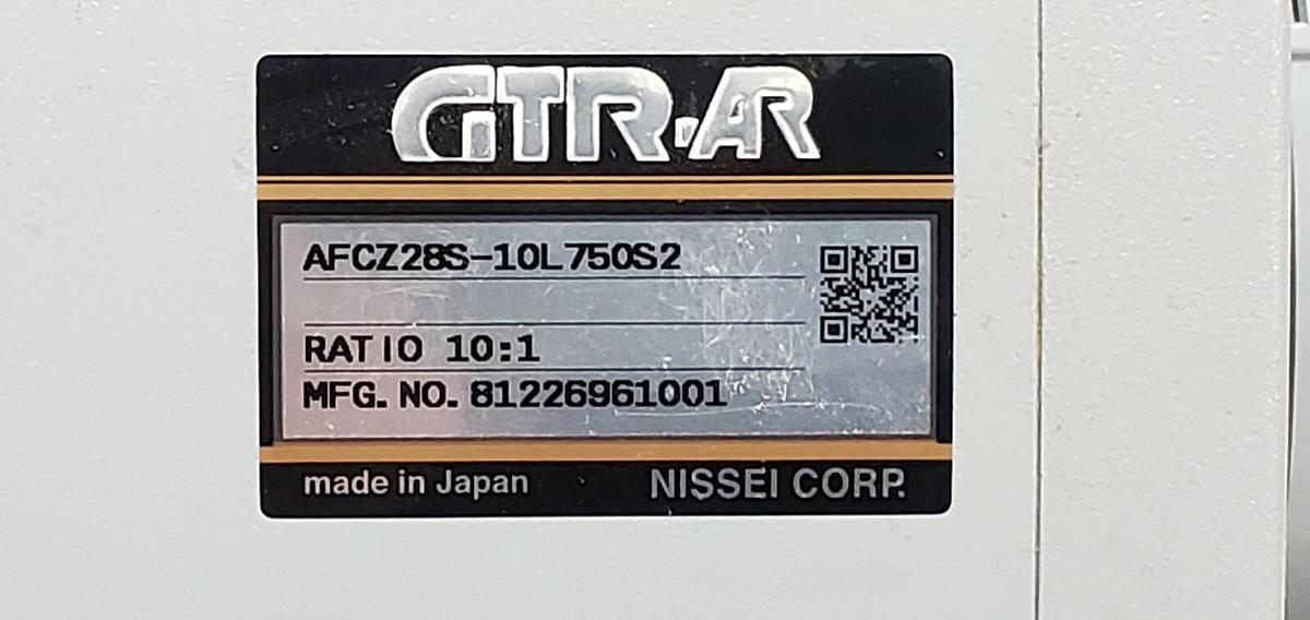 Used NEW NISSEI CORP. GTR-AR AFCZ28S-10L750S2 MFG. NO. 81226961001 RATIO: 10:1