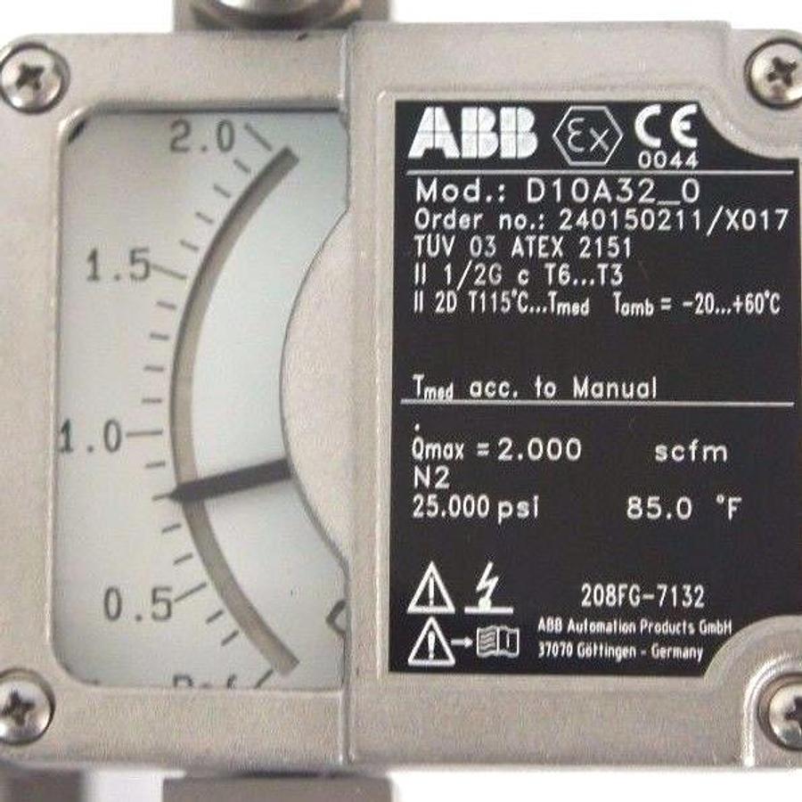 Used NEW ABB D10A32-0 FLOWMETER 1/4" NPT ORDER NO. 240150211/X017 D10A320