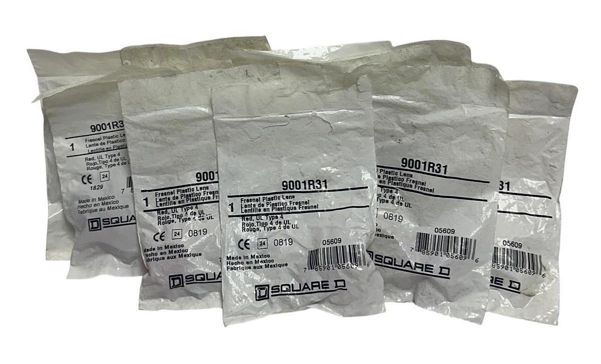 10 SCHNEIDER SQUARE D 9001-R31 / 9001R31 FRESNEL PLASTIC LENSES RED 05609 NSMP