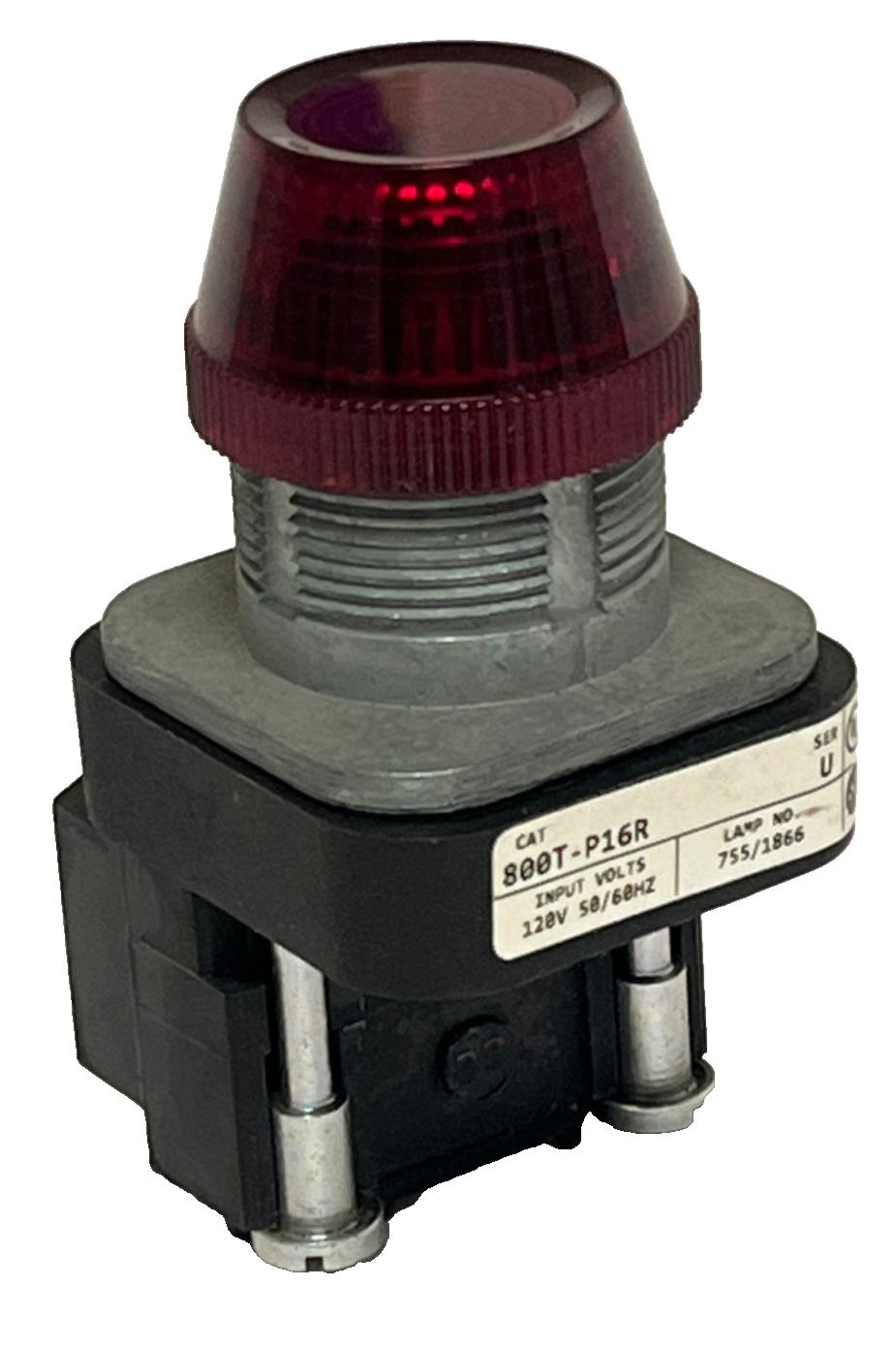 Used ALLEN BRADLEY 800T-P16R SER. U BULLETIN 800T 30mm PILOT LIGHT RED 120V 50/60Hz