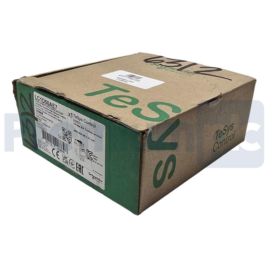 Used Schneider LC1D50AE7 TeSys D IEC Contactor 3 Pole 40HP@480V 50A, 48VAC Coil NSMP