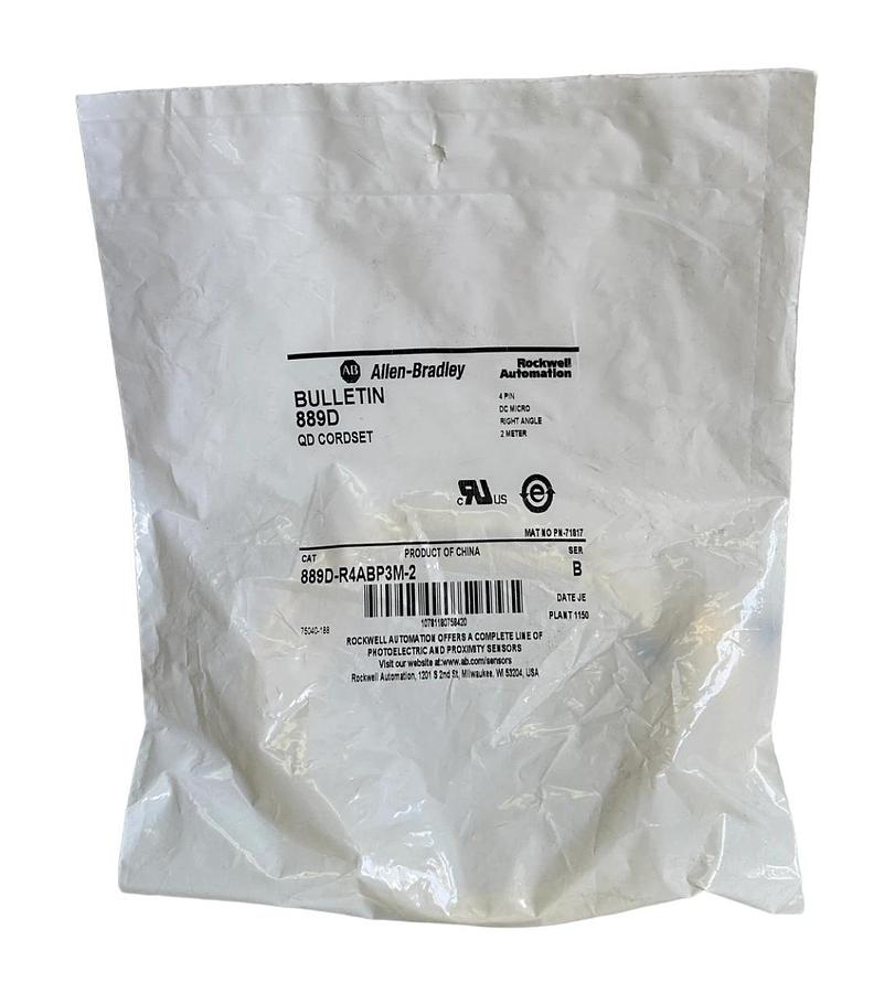 Used NEW ALLEN BRADLEY 889D-R4ABP3M-2 /B 4-PIN QD CORDSET DC MICRO 2M 889DR4ABP3M2
