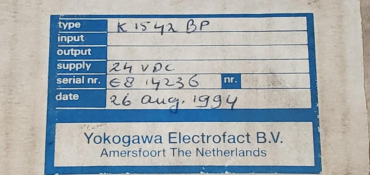 Used NEW YOKOGAWA K1142PH-007-B CIRCUIT BOARD TYPE; K1542 BP, 24 VDC