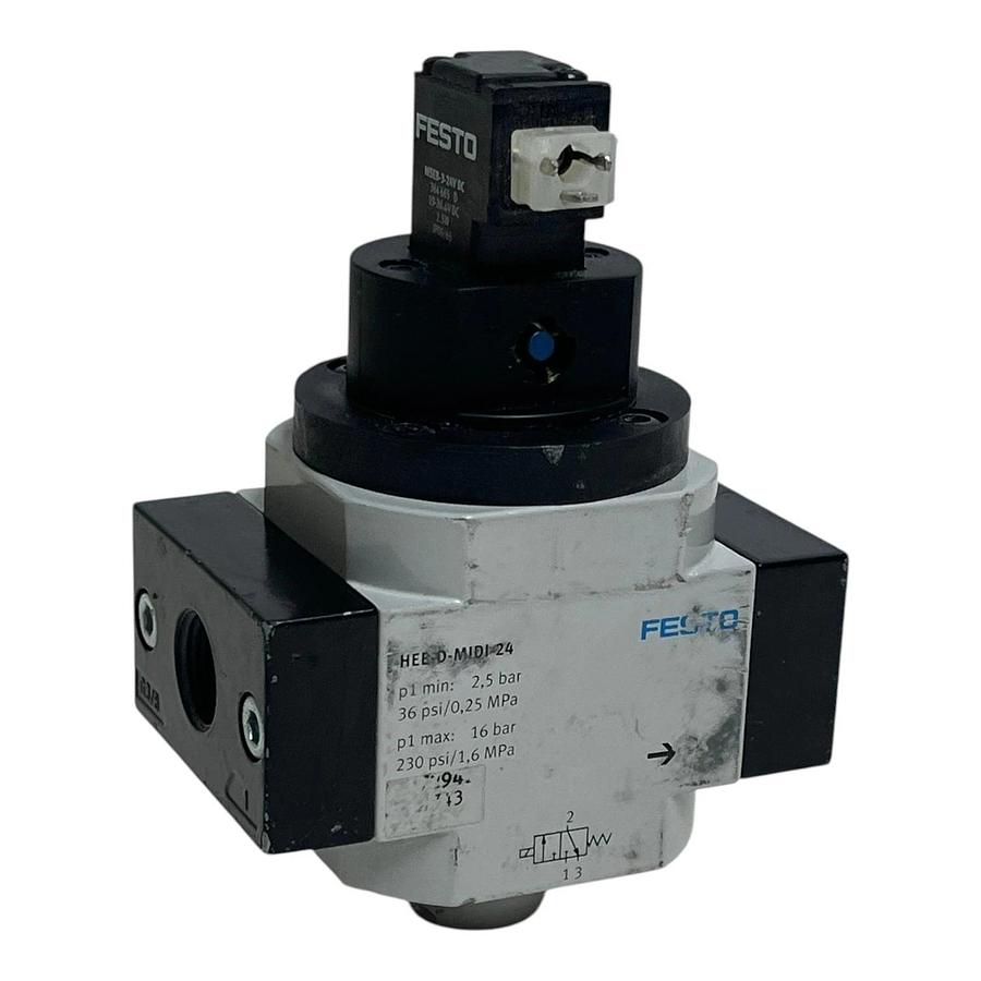 Used Festo HEE-D-MIDI-24 On-Off Solenoid Valve 172941 24V