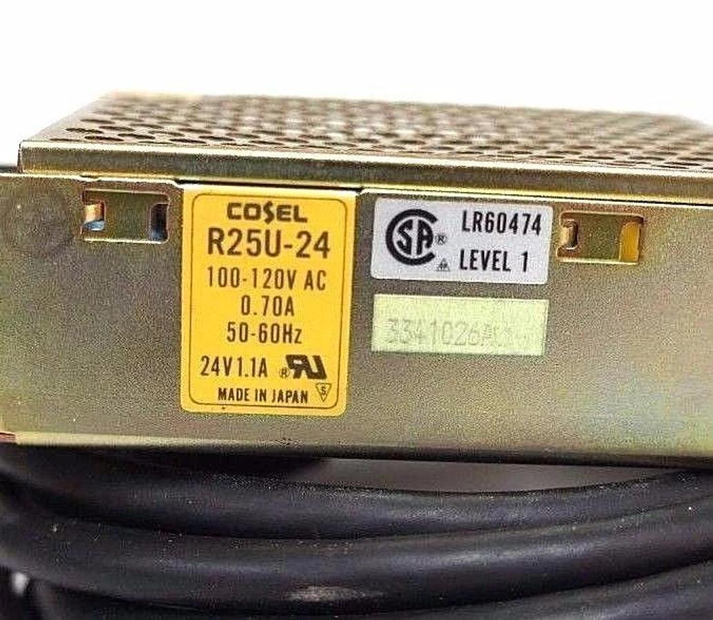 Used COSEL R25U-24 POWER SUPPLY 100-120VAC, 0.70AMP, 50/60HZ, R25U24