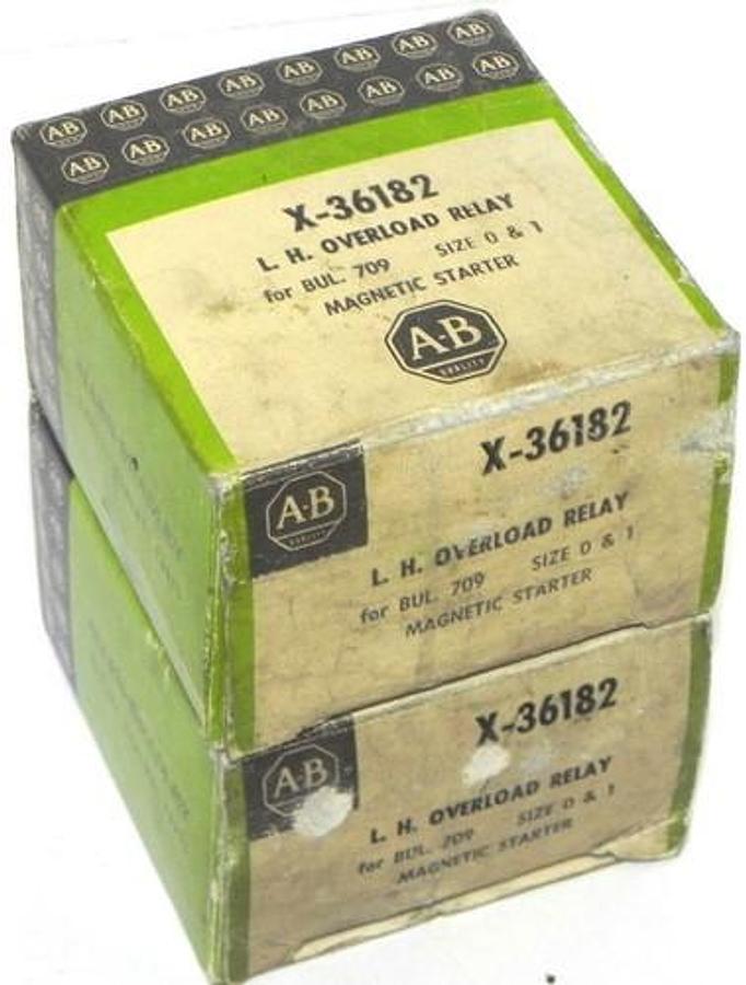 LOT OF 2 NIB ALLEN BRADLEY X-36182 L.H. OVERLOAD RELAYS, X36182