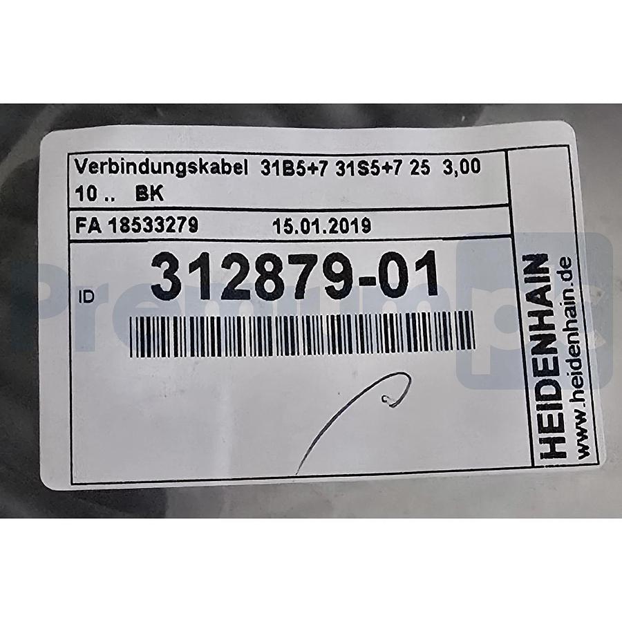 Used HEIDENHAIN 312879-01 HR410 Handwheel Spiral Cable Assembly 3m 312 879-01 NSFS