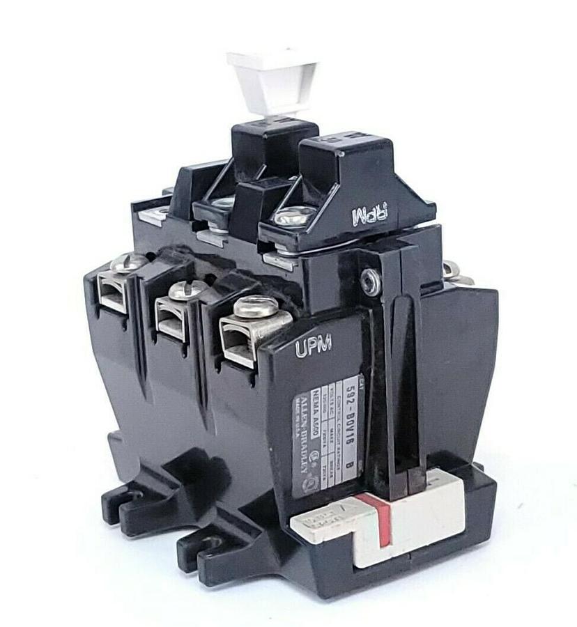 Used ALLEN BRADLEY 592-BOV16 OVERLOAD RELAY SER. B W/ TWO W38 HEATER ELEMENTS