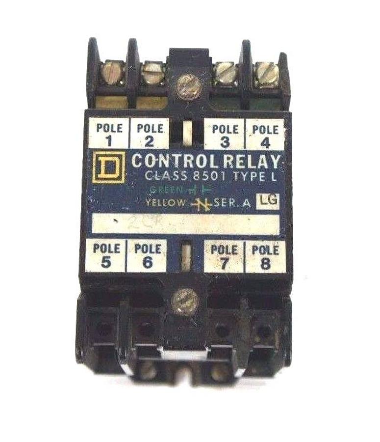 Used SQUARE D 8501 L0-40 CONTROL RELAY TYPE L0-40 W/ 31111-400-44 COIL 110-120V