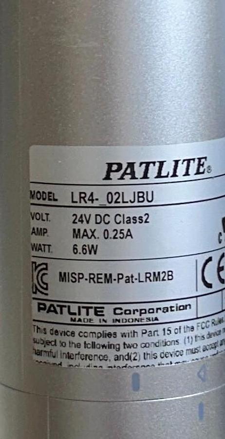 Used PATLITE LR4-402LJBU-RYGB / LR4402LJBURYGB SIGNAL TOWER STACK LIGHT 24VDC NSMP