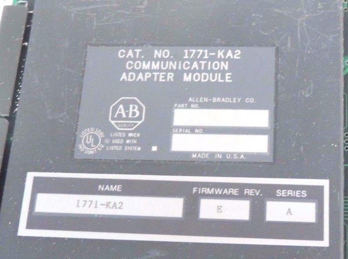 Used ALLEN BRADLEY 1771-KA2 COMMUNICATION ADAPTER MODULE 1771KA2 F/W REV. E SER. A