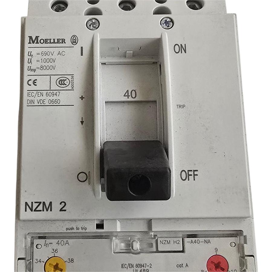 Used Eaton Moeller NZMH2-A40-BT-NA | 107800 MCCB Circuit Breaker 3P 40A 600V w/Trip