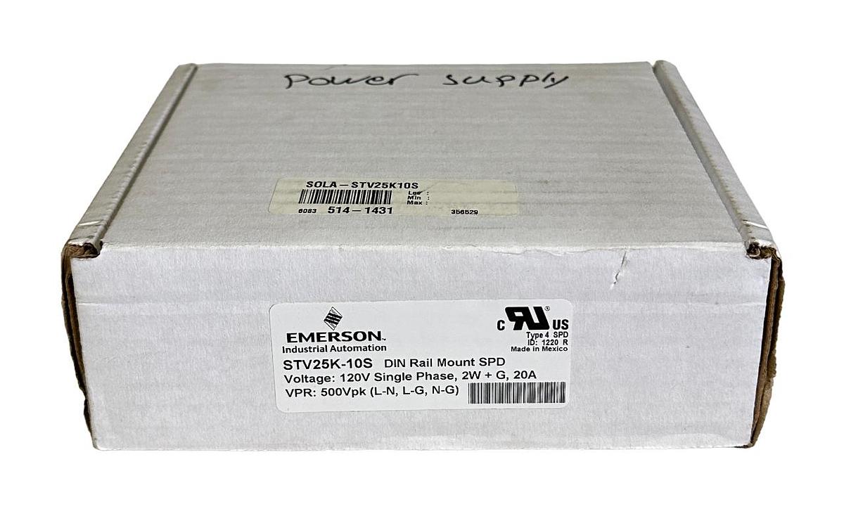 Used NEW EMERSON SOLA STV25K-10S / STV25K10S SURGE SUPPRESSOR STV 25K SERIES 120V 20A