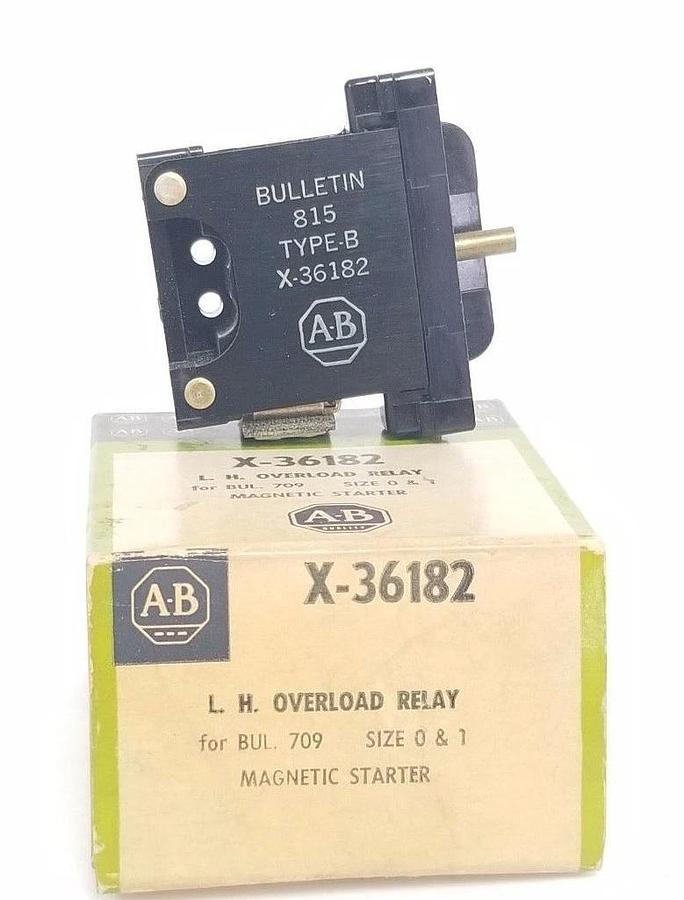 Used NIB ALLEN BRADLEY X-36182 L.H. OVERLOAD RELAY, X36182, SIZE 0 & 1