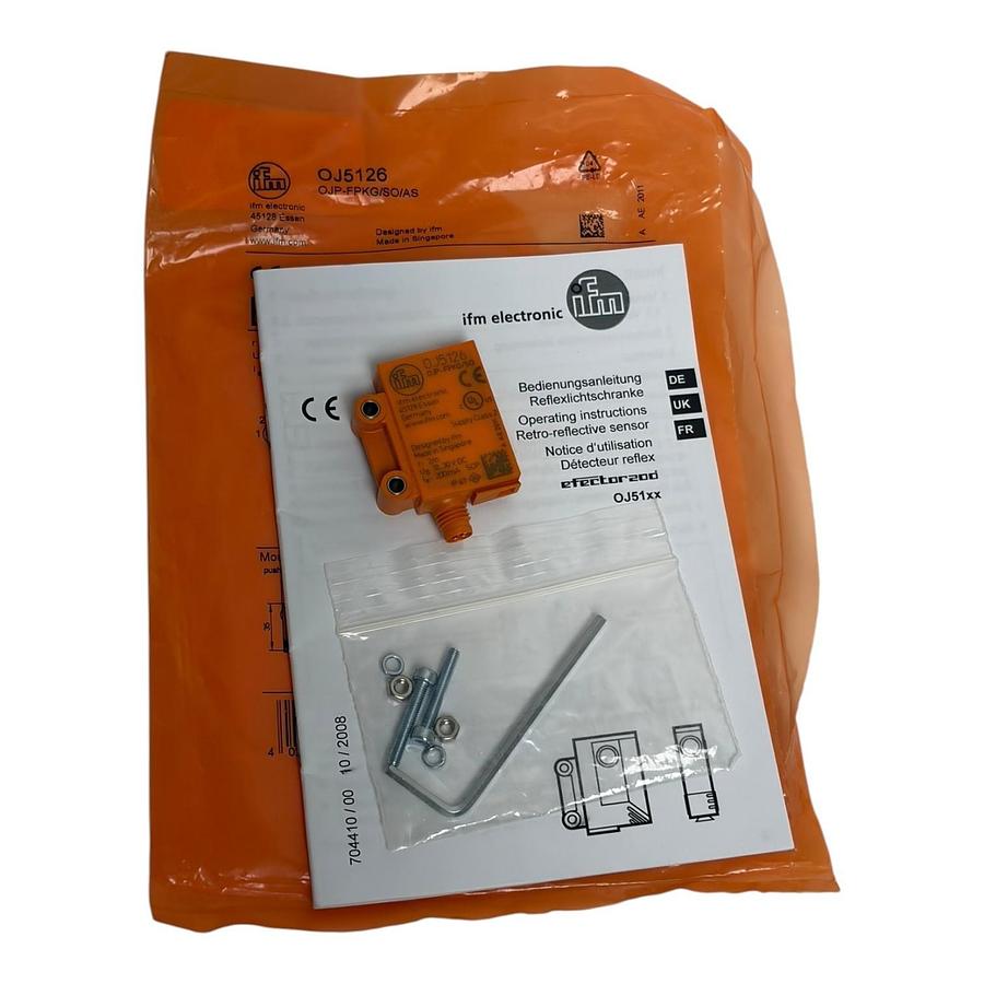 IFM Electronic OJ5126 OJP-FPKG/SO/AS Photoelectric Retro-Reflective Sensor New