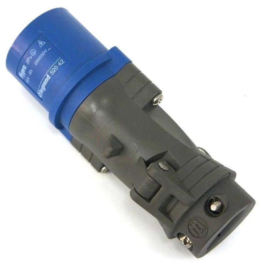 Used LEGRAND HYPRA 520-42 STRAIGHT PLUG CONNECTOR, 2P+, 16A-6H, 200/250V, 52042