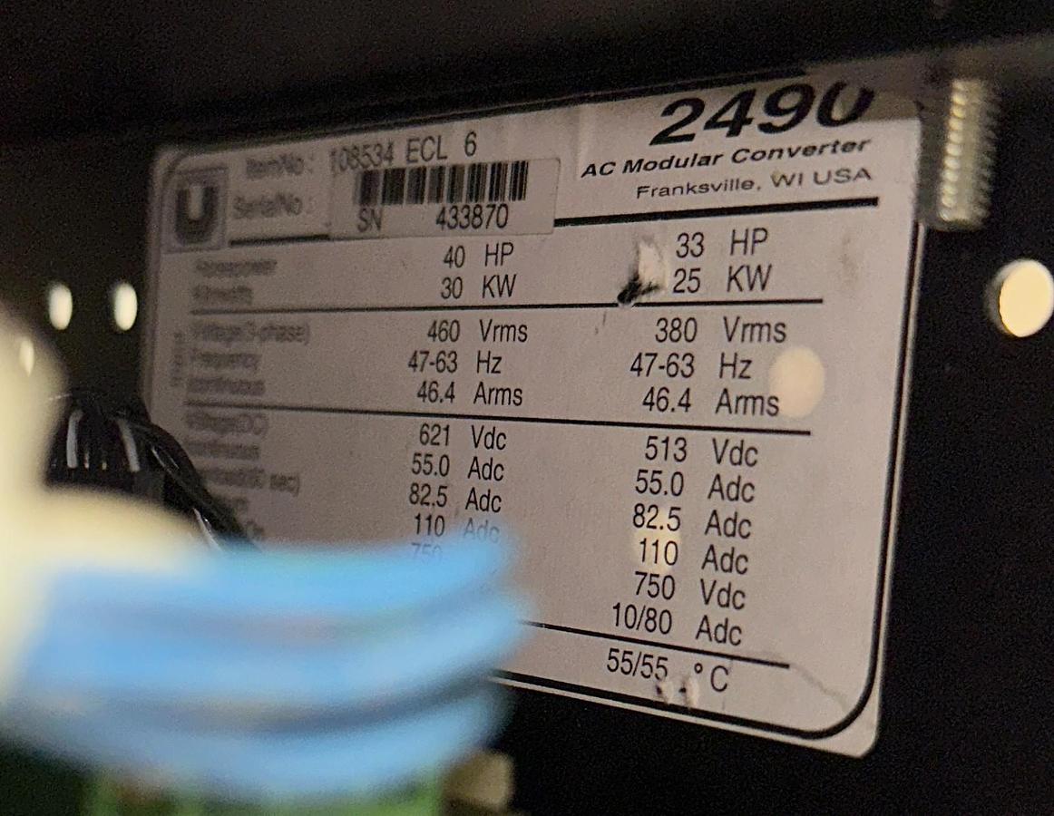 Used UNICO 108534 ECL 6 / 2400 / 2490 AC MODULAR CONVERTER PERFORMANCE 40HP/30kW USNP