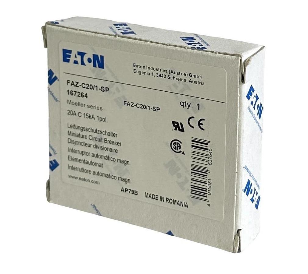 NEW EATON FAZ-C20/1-SP / 167264 MOELLER SERIES 20A CIRCUIT BREAKER 1POL 15kA