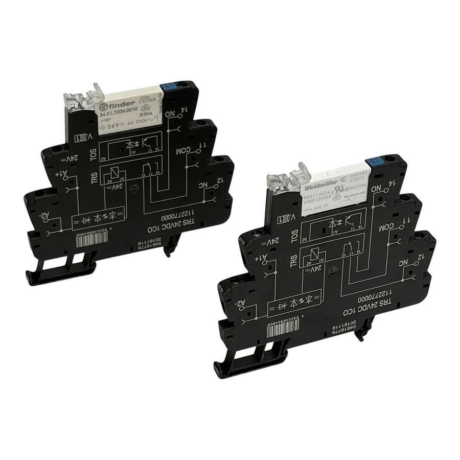Used Lot of 2 Weidmuller 1122770000 TRS 24VDC 1CO Slim Relay Module Combo - NEW