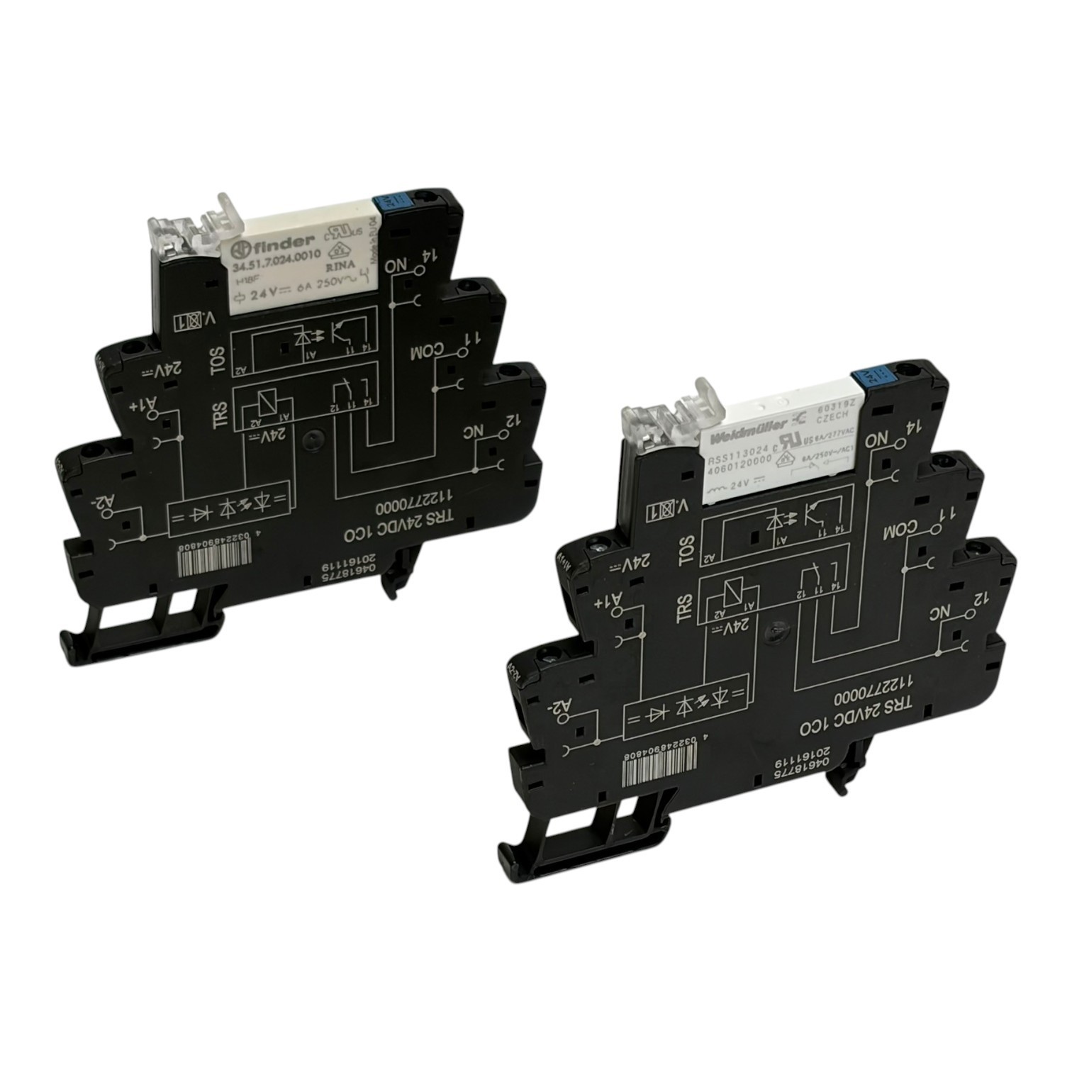 Used Lot of 2 Weidmuller 1122770000 TRS 24VDC 1CO Slim Relay Module Combo - NEW