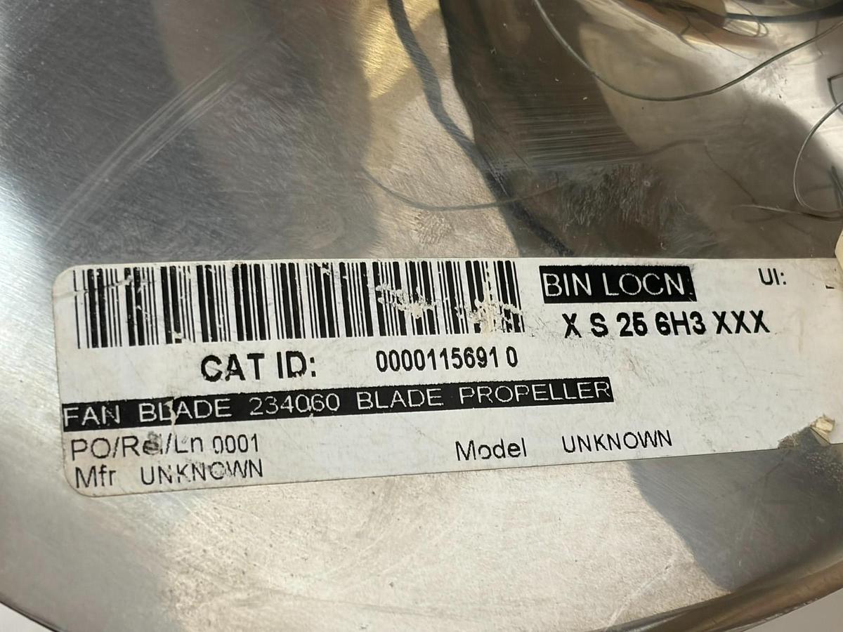 Used Aeration Industries 234060 Stainless Steel 4-Blade Propeller Fan New Surplus