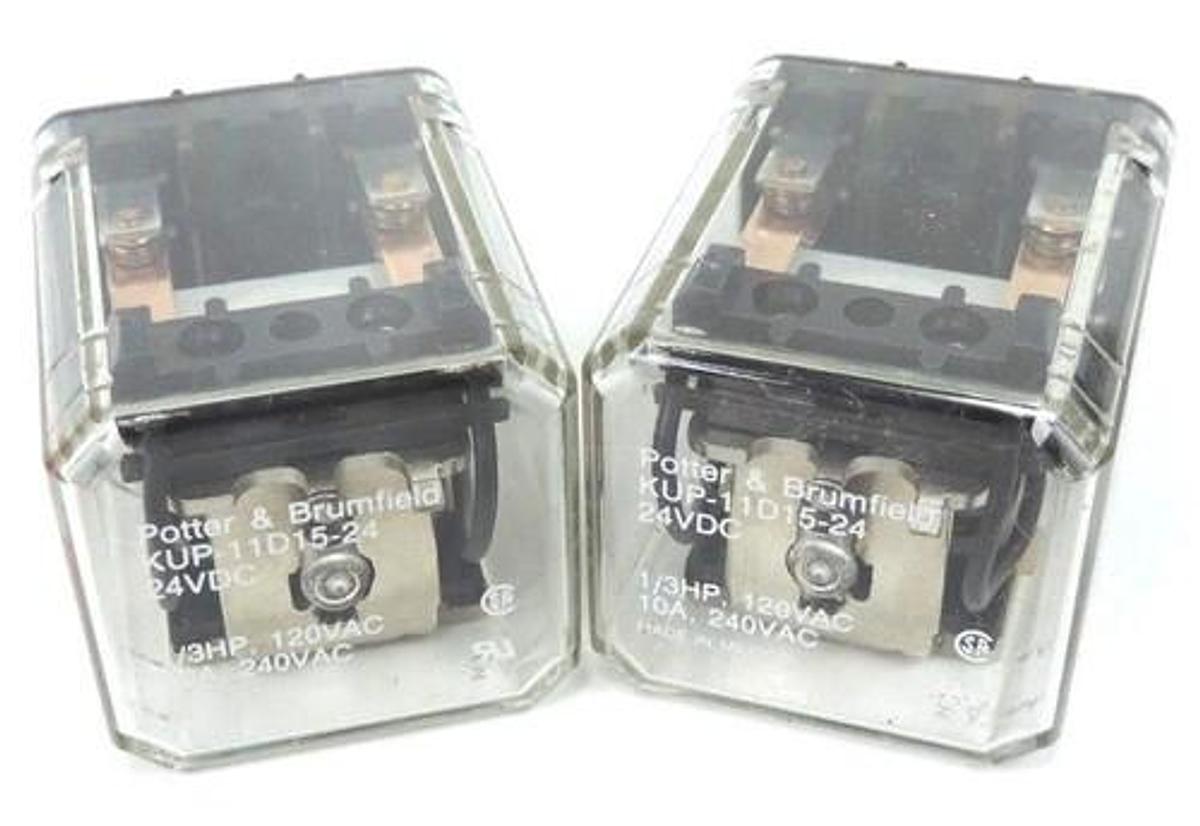 Used LOT OF 2 POTTER & BRUMFIELD KUP-11D15-24 RELAYS 24VDC KUP11D1524