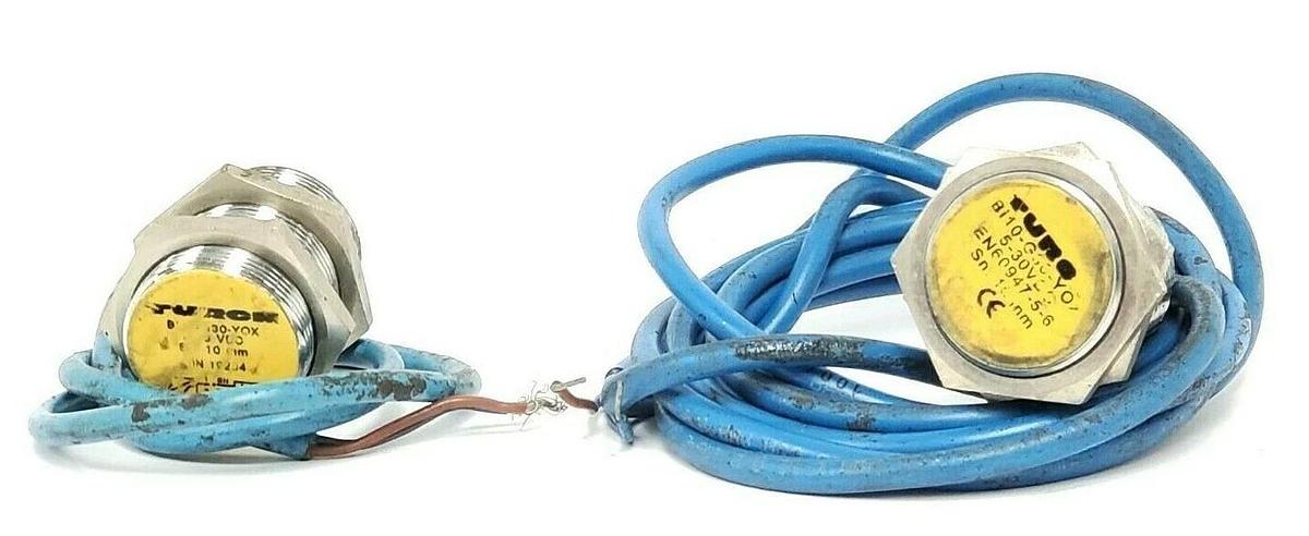 Used LOT OF 2 TURCK BI10-G30-Y0X G-BARREL WITH CABLES BI10-G30-Y0X, 5-30VDC