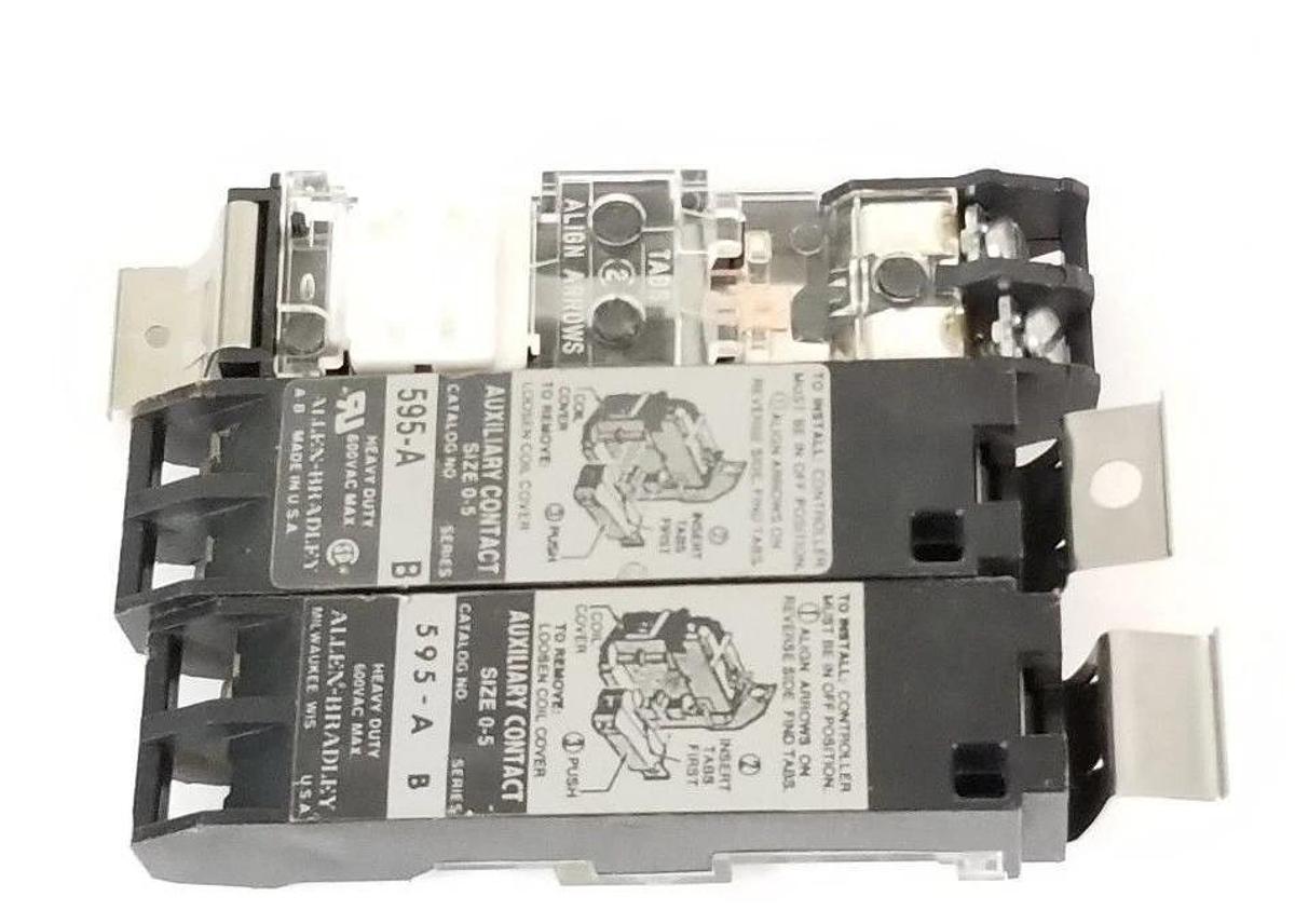 Used LOT OF 3 ALLEN BRADLEY 595-A AUXILIARY CONTACTS SIZE 0-5, 595A