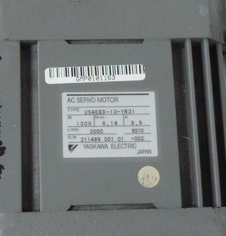 Used YASKAWA USADED-13-YR31 AC SERVO MOTOR 1300W, 9.9A, 2000 R/MIN, USADED13YR31