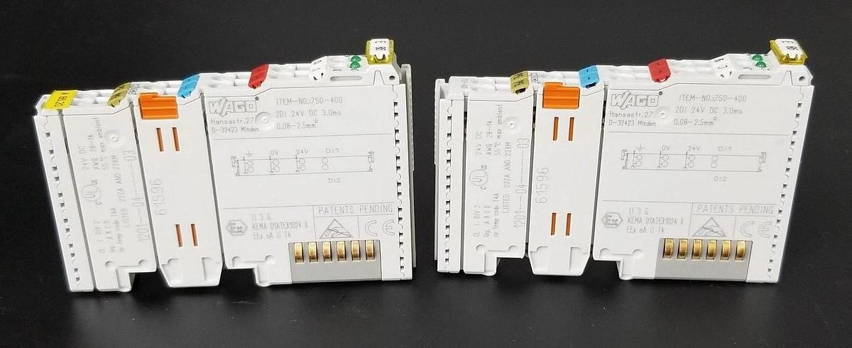 Used LOT OF 2 WAGO 750-400 2 CHAN IN 24VDC MODULES 750400