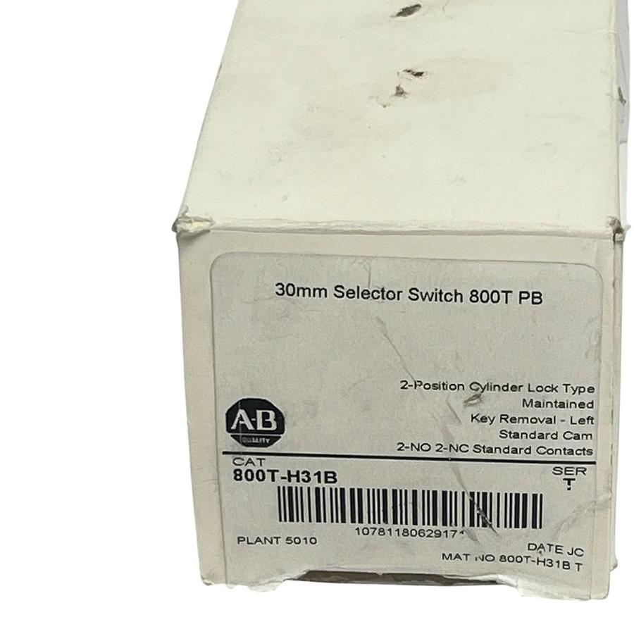 Used Allen-Bradley 800T-H31B 30mm 2-Position Keyed Selector Switch - NSMP