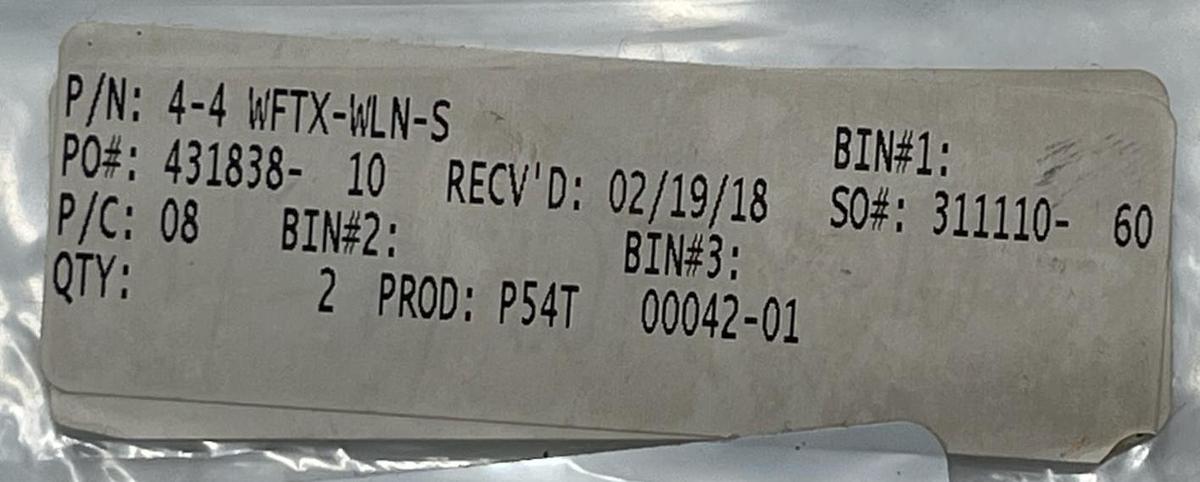 Used LOT OF 4 Parker 4-4 WFTX-WLN-S Triple-Lok Fittings | 1/4" JIC x 1/4" NPT Male