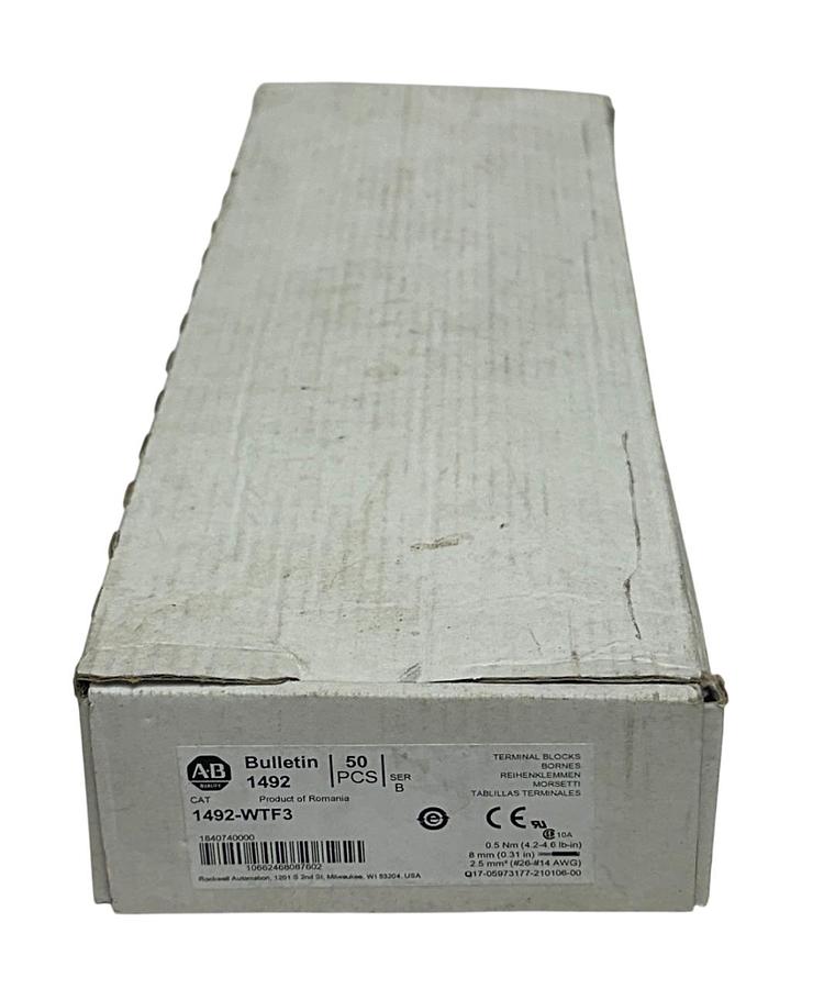 Used 37 ALLEN BRADLEY 1492-WTF3 /B BULLETIN 1492 TERMINAL BLOCKS 3-CIRCUIT FEED NSMP