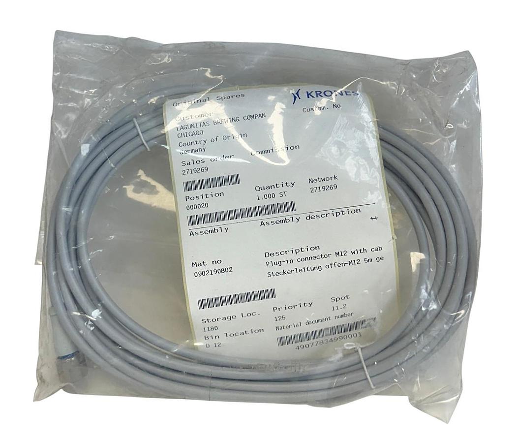 KRONES 0902190802 PLUG-IN CONNECTOR CABLE M12 SINGLE-ENDED FILLING MACHINE NSNP