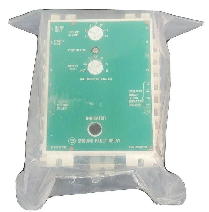 Used WESTINGHOUSE 1293C47G02 GROUND FAULT RELAY 5-60AMP 120VAC 255P156H02D