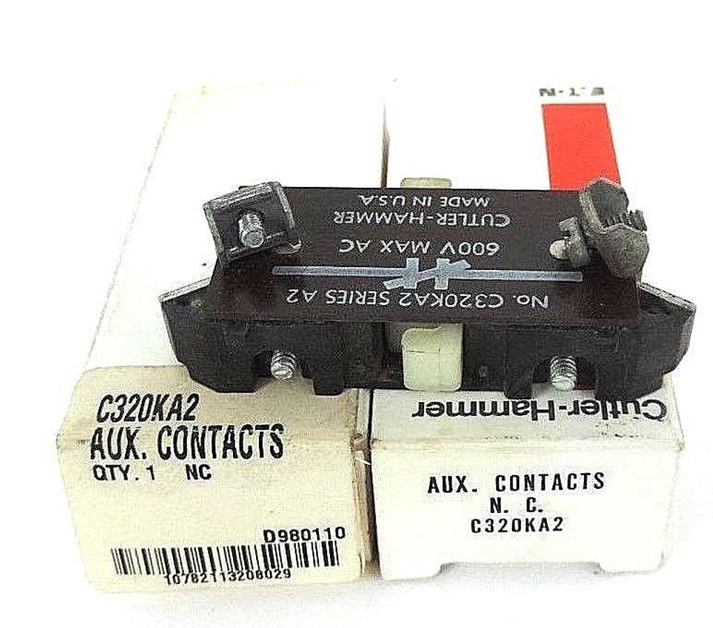 Used LOT OF 2 NIB CUTLER-HAMMER C320KA2 AUXILIARY CONTACTS 600V MAX AC SER. A2