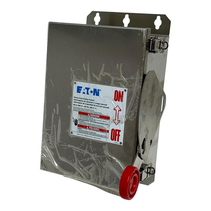 Used Eaton DH362UWK Heavy Duty Safety Switch 60A 3P 600V Non-Fusible NEMA 4X S.S NEW