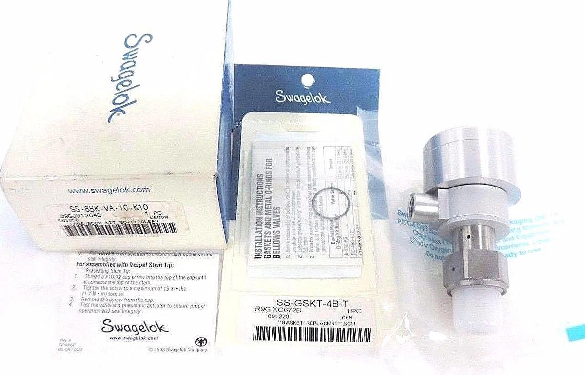 Used NIB SWAGELOK SS-8BK-VA-1C-K10 VALVE W/ SS-GSKT-4B-T GASKET
