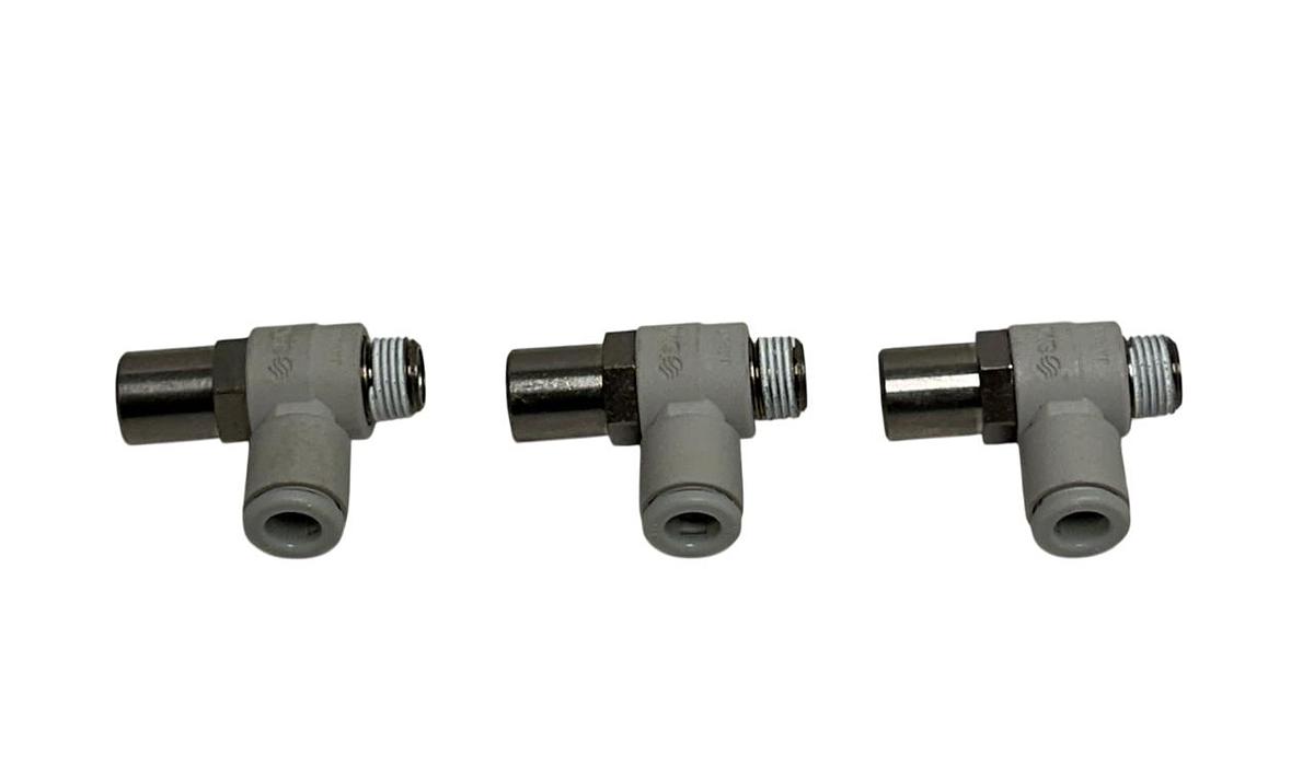 Used 3 SMC AS2201F-01-06SD / AS2201F0106SD TAMPER PROOF FLOW CONTROL VALVES NSNP