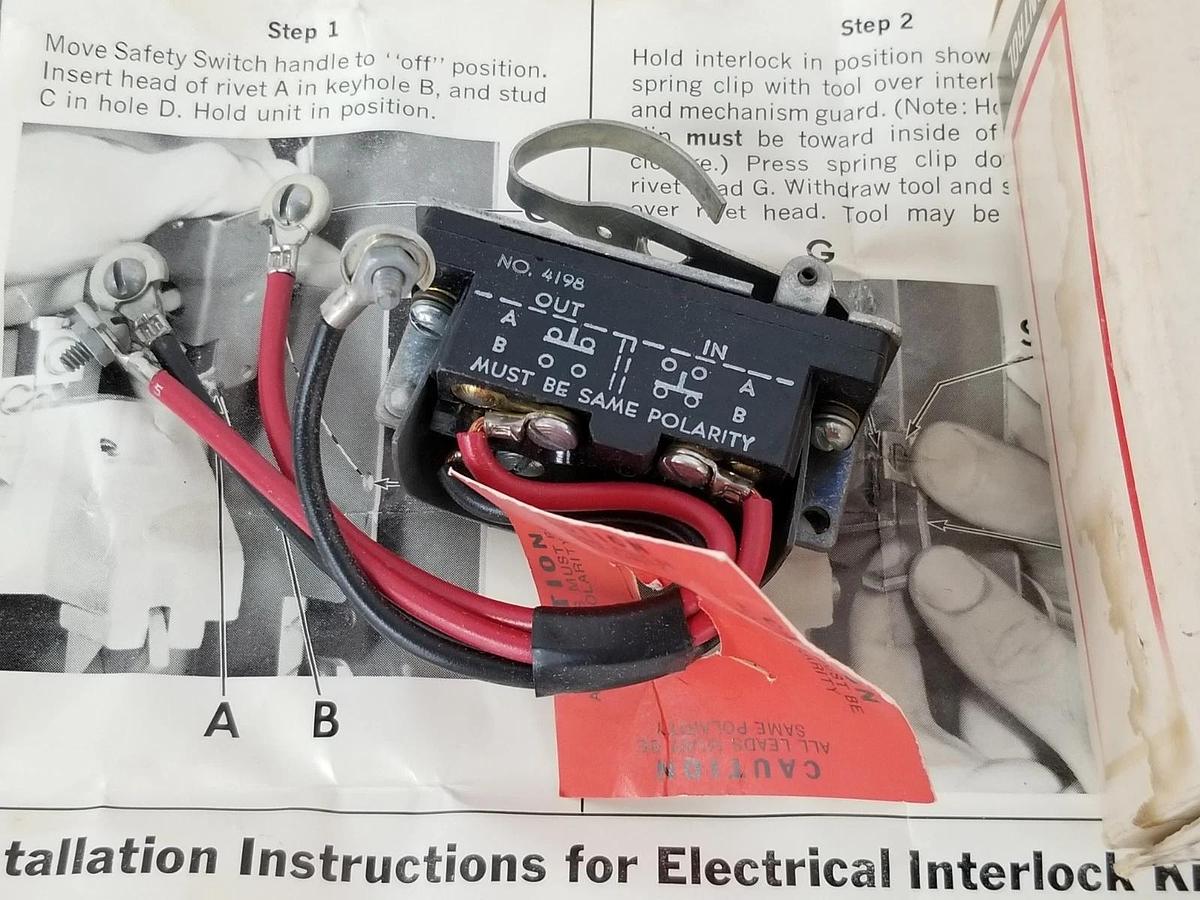 Used NIB CUTLER HAMMER 4198H21 (A) ELECTRICAL INTERLOCK SWITCHES 30-60 & 100A, 4105