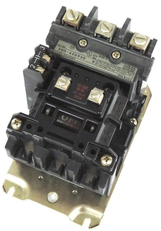 Used ALLEN BRADLEY 500-AOD-930 AC MOTOR CONTACTOR SER B W/ 595-A AUX CONTACT SER B