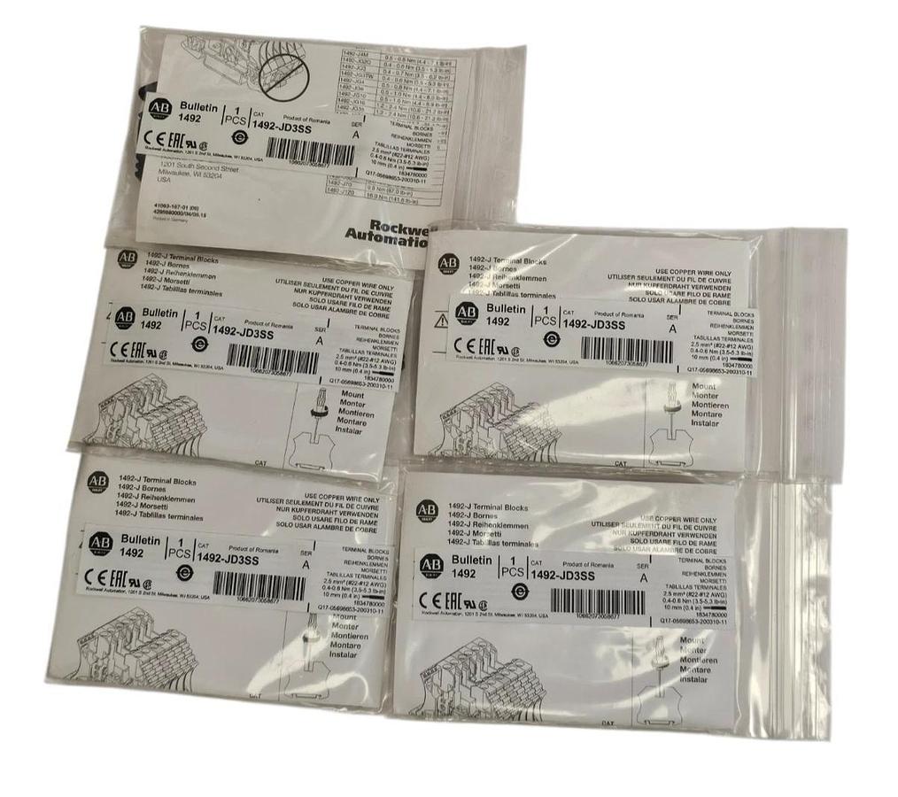 Used LOT OF 5 NEW ALLEN BRADLEY 1492-JD3SS TERMINAL BLOCKS 1492JD3SS SER. A