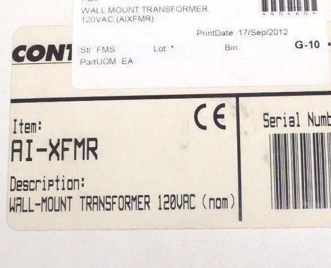 Used NIB JOHNSON CONTROLS AI-XFMR WALL MOUNT TRANSFORMER 120VAC AIXFMR