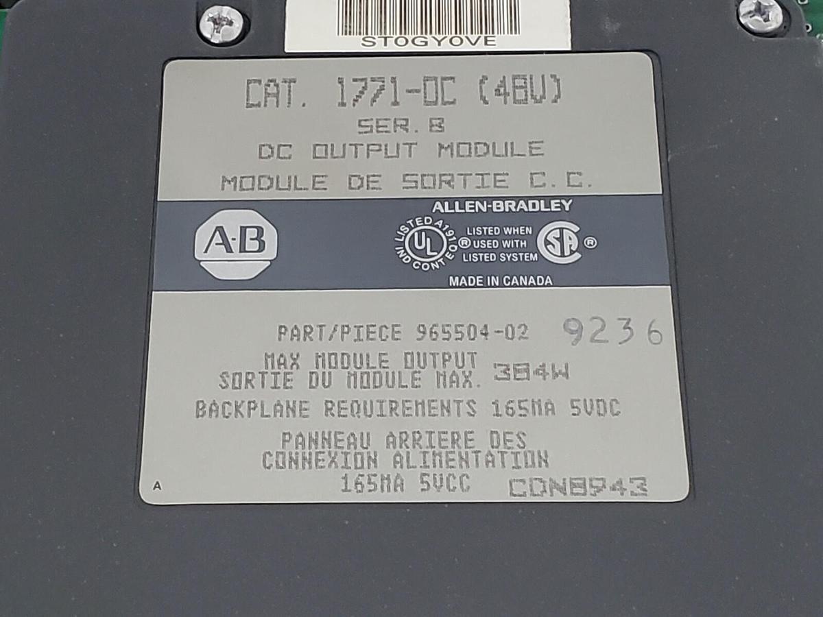 Used ALLEN BRADLEY 1771-OC SER. B DC OUTPUT MODULE 1771OC, 48V