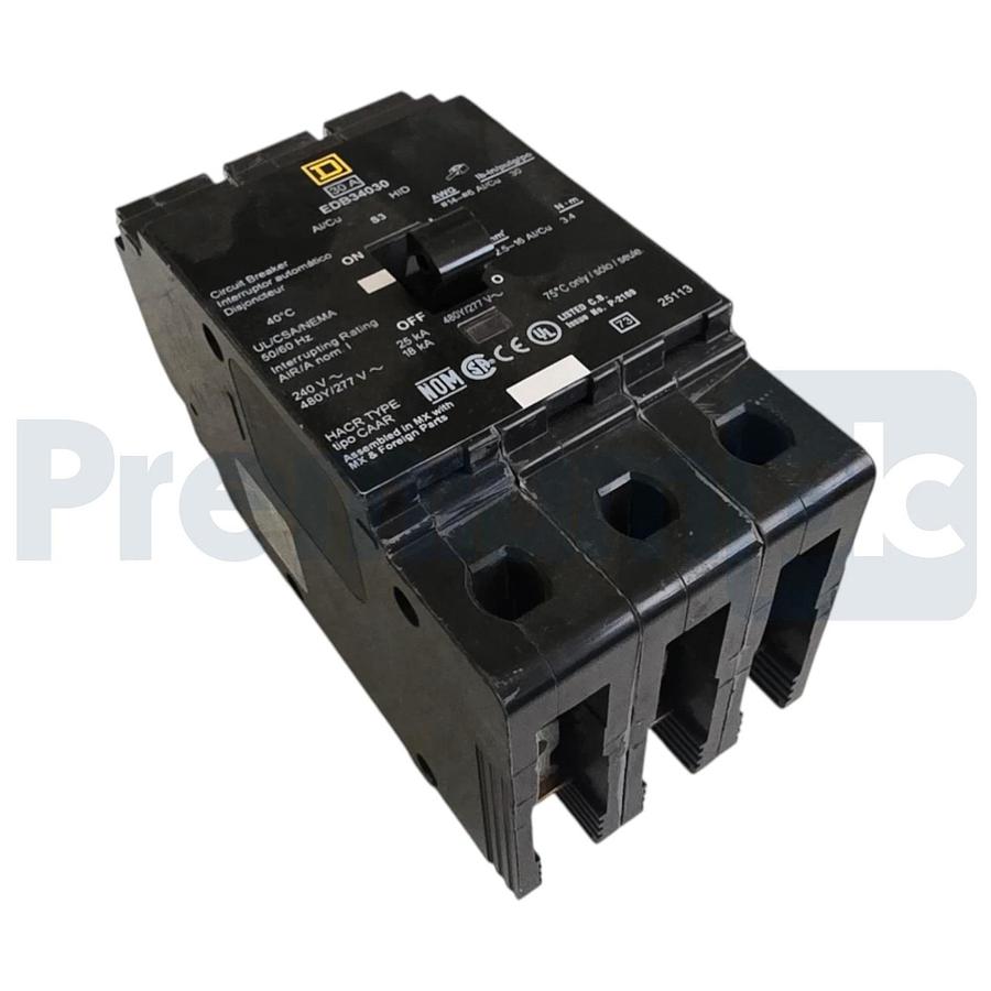 Square D EDB34030 30A 3P 480Y/277V E-Frame Mini Circuit Breaker Bolt-On NSNP 785901875260